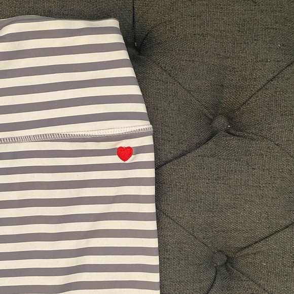 Spiritual gangster, gray, and white stripe full length legging, L - Picture 3 of 4